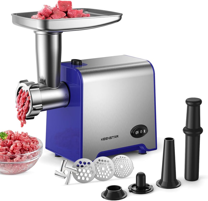 KEENSTAR Electric Meat Grinder, Sausage Stuffer Maker 450W(3000W Max) Food Grinder with Blade & 3 Plates, Sausage Stuffer Tubes & Kubbe Kit, Stainless Steel Heavy Duty Meat Mincer Machine for Home Kitchen Use - Image 1